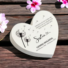 Personalised Sister Graveside Heart Remembrance Plaque Ornament
