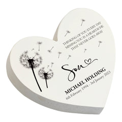 Personalised Son Graveside Heart Remembrance Plaque Ornament