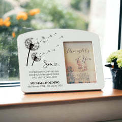 Personalised Son Memorial Remembrance Photo Frame With Dandelions