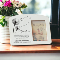 Personalised Uncle Memorial Remembrance Photo Frame With Dandelions