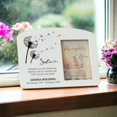 Personalised Sister Memorial Remembrance Photo Frame With Dandelions