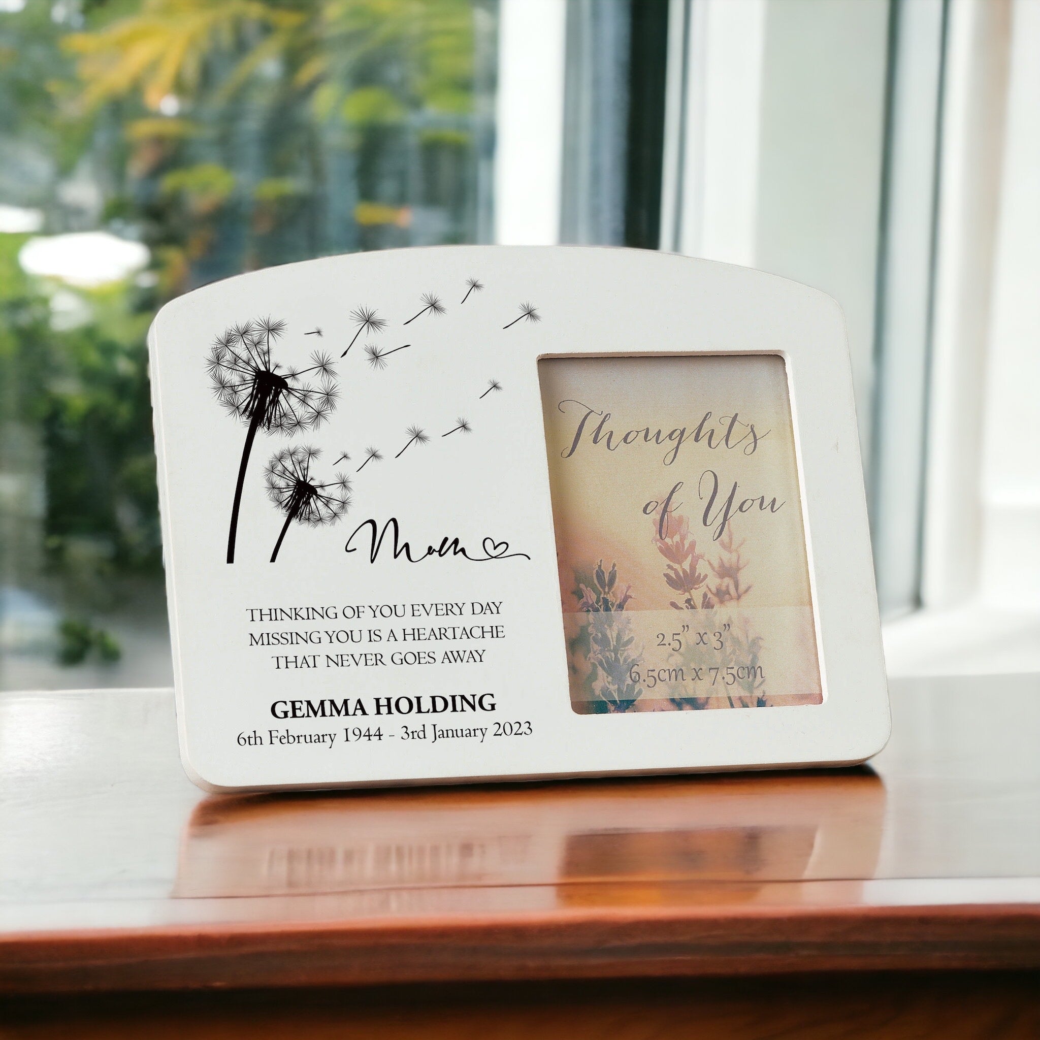 Personalised Mum Memorial Remembrance Photo Frame With Dandelions