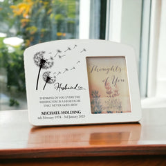 Personalised Husband Memorial Remembrance Photo Frame With Dandelions