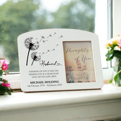 Personalised Husband Memorial Remembrance Photo Frame With Dandelions