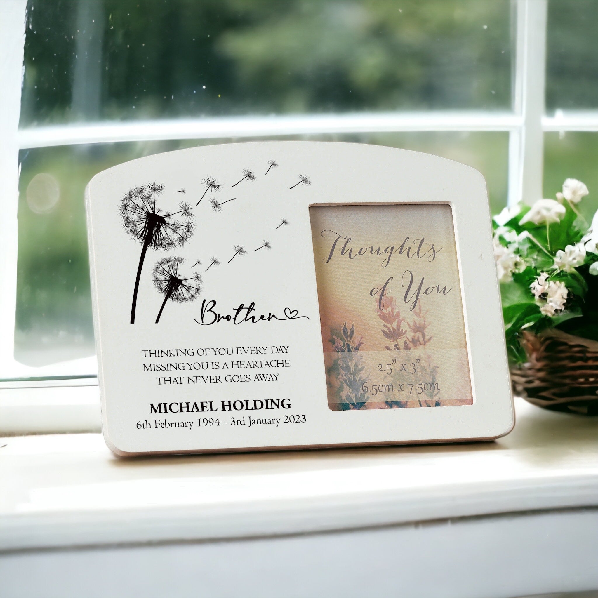 Personalised Brother Memorial Remembrance Photo Frame With Dandelions