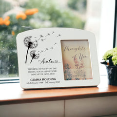 Personalised Auntie Memorial Remembrance Photo Frame With Dandelions