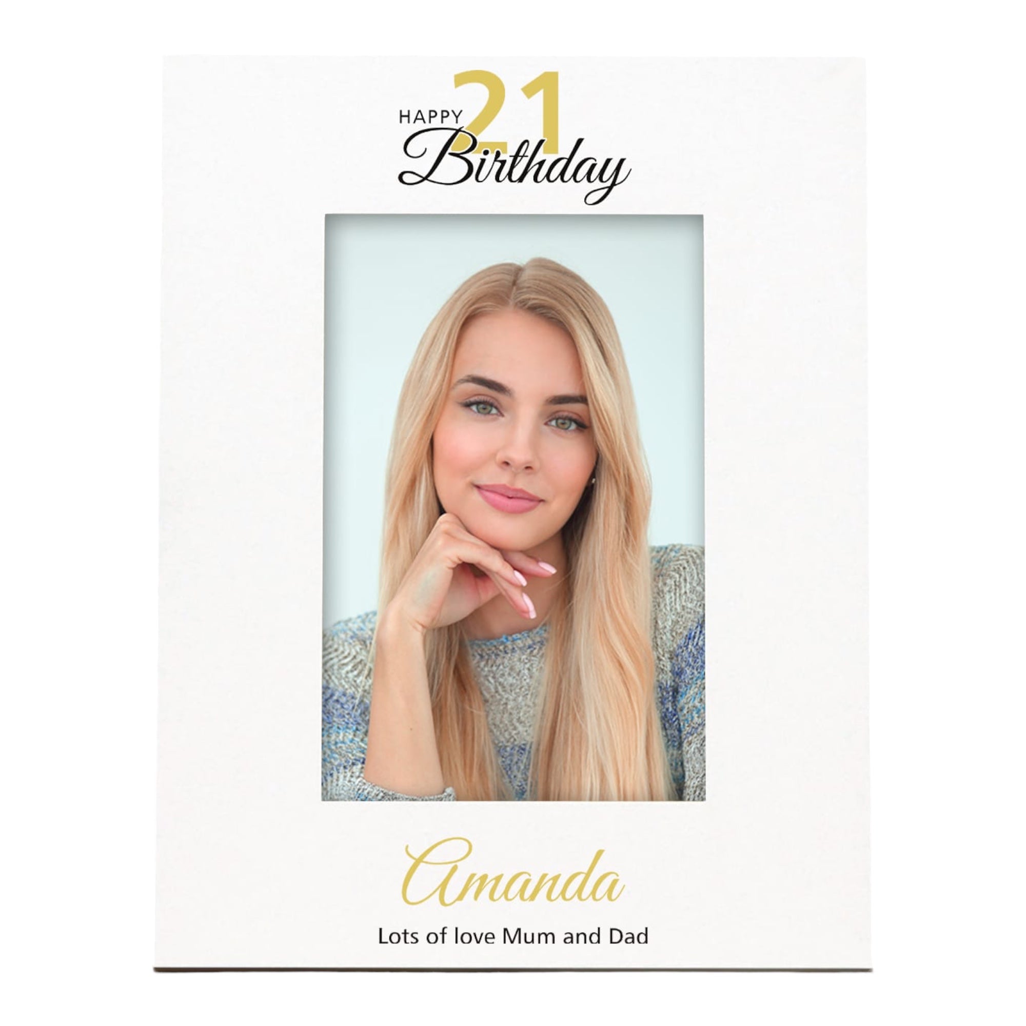 Personalised 21st Birthday Photo Frame Portrait With Name and Sentiment