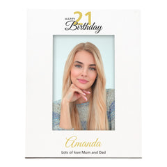 Personalised 21st Birthday Photo Frame Portrait With Name and Sentiment