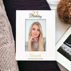 Personalised 21st Birthday Photo Frame Portrait With Name and Sentiment