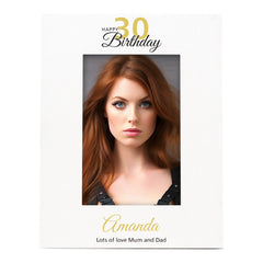 Personalised 30th Birthday Photo Frame Portrait With Name and Sentiment