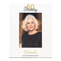 Personalised 60th Birthday Photo Frame Portrait With Name and Sentiment