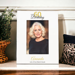 Personalised 60th Birthday Photo Frame Portrait With Name and Sentiment