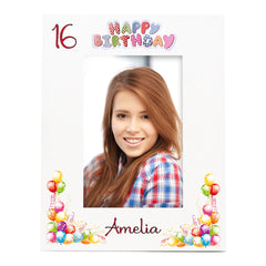 Personalised Colourful 16th Birthday Photo Frame Portrait With Name
