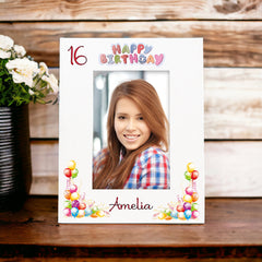 Personalised Colourful 16th Birthday Photo Frame Portrait With Name