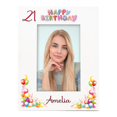 Personalised Colourful 21st Birthday Photo Frame Portrait With Name