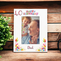 Personalised Colourful 40th Birthday Photo Frame Portrait With Name