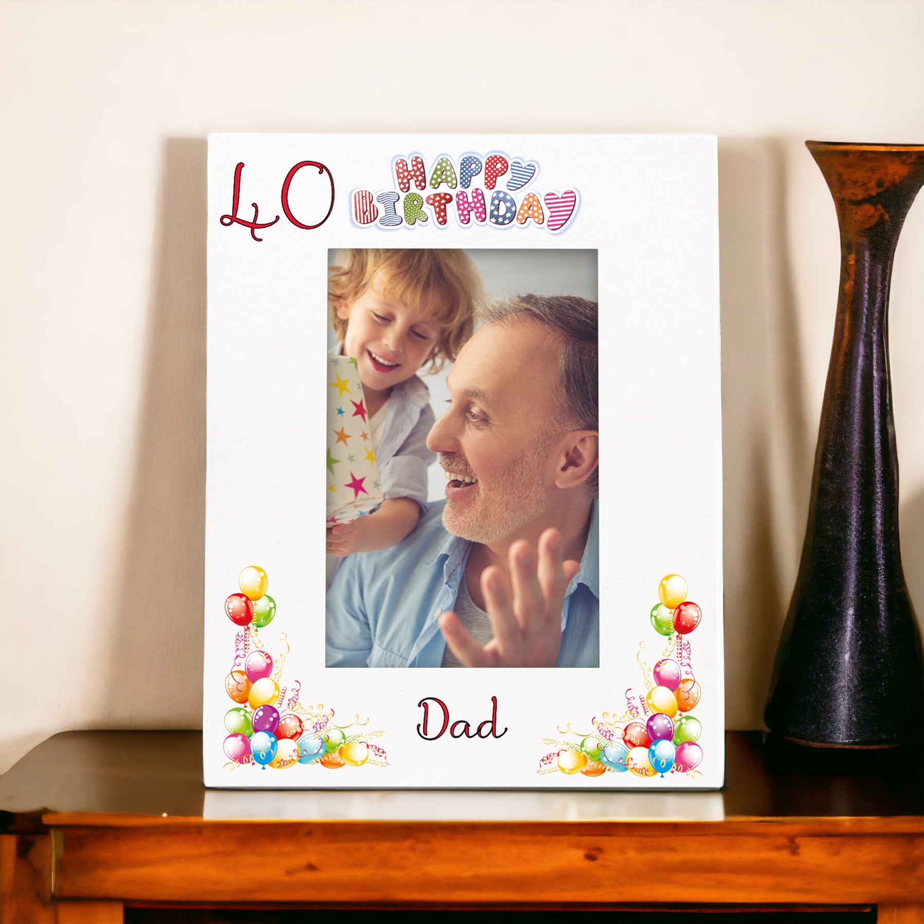 Personalised Colourful 40th Birthday Photo Frame Portrait With Name