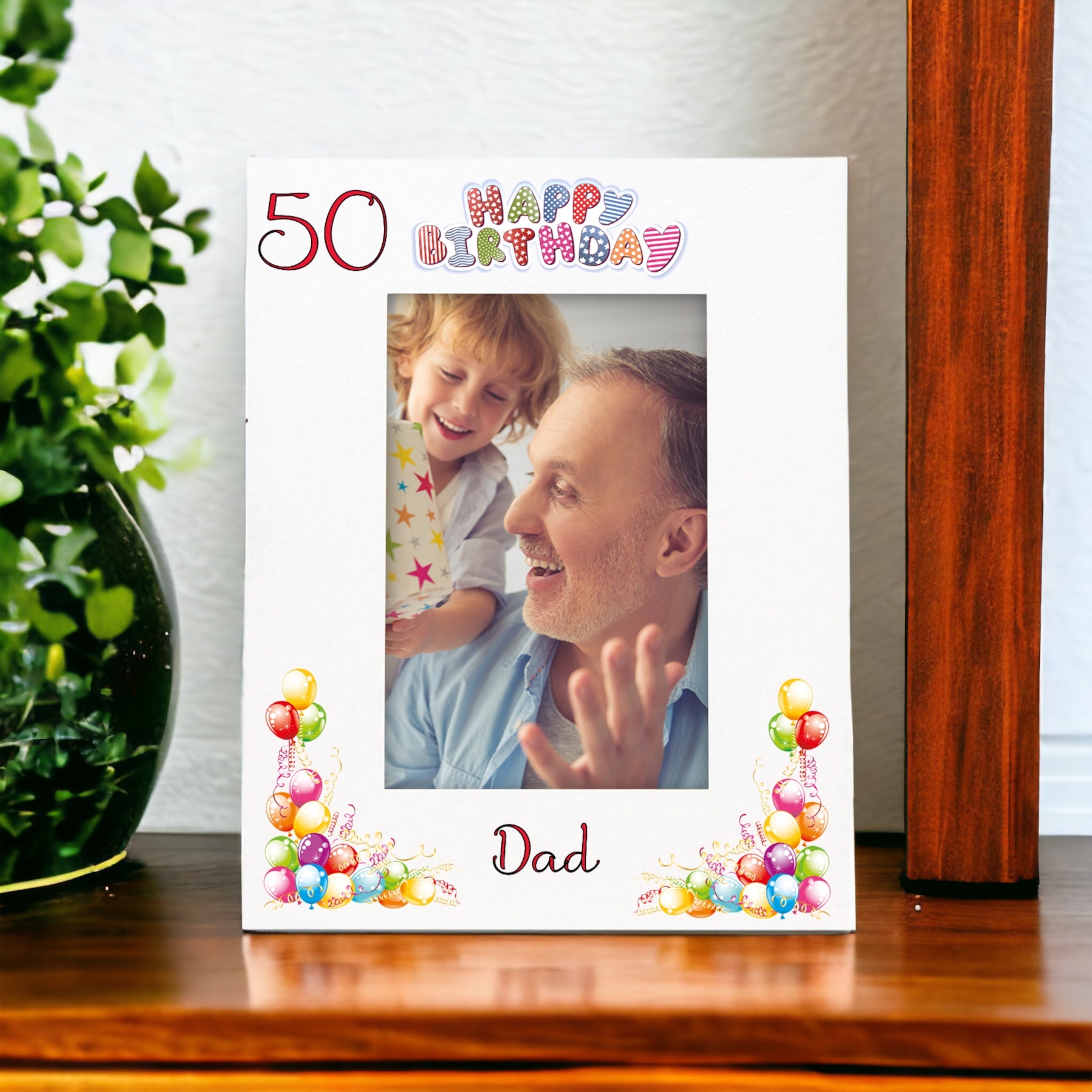 Personalised Colourful 50th Birthday Photo Frame Portrait With Name
