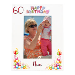 Personalised Colourful 60th Birthday Photo Frame Portrait With Name
