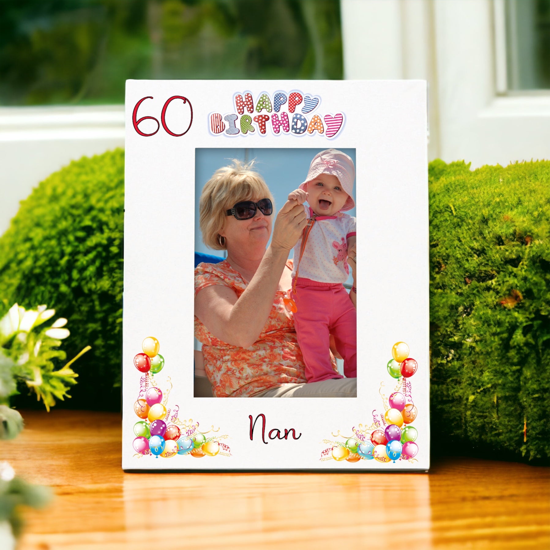 Personalised Colourful 60th Birthday Photo Frame Portrait With Name