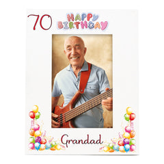 Personalised Colourful 70th Birthday Photo Frame Portrait With Name