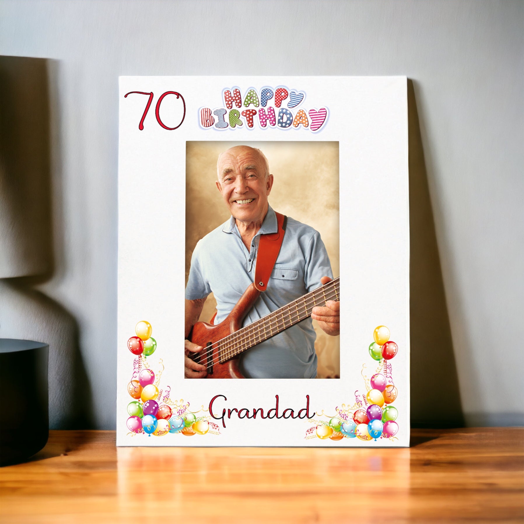 Personalised Colourful 70th Birthday Photo Frame Portrait With Name