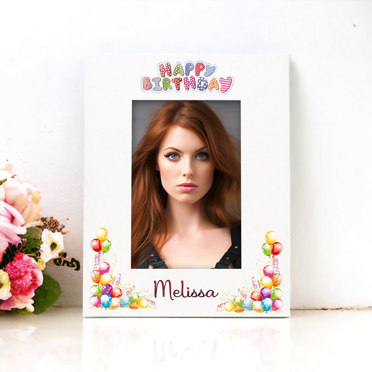 Personalised Colourful Birthday Photo Frame Portrait Any Name