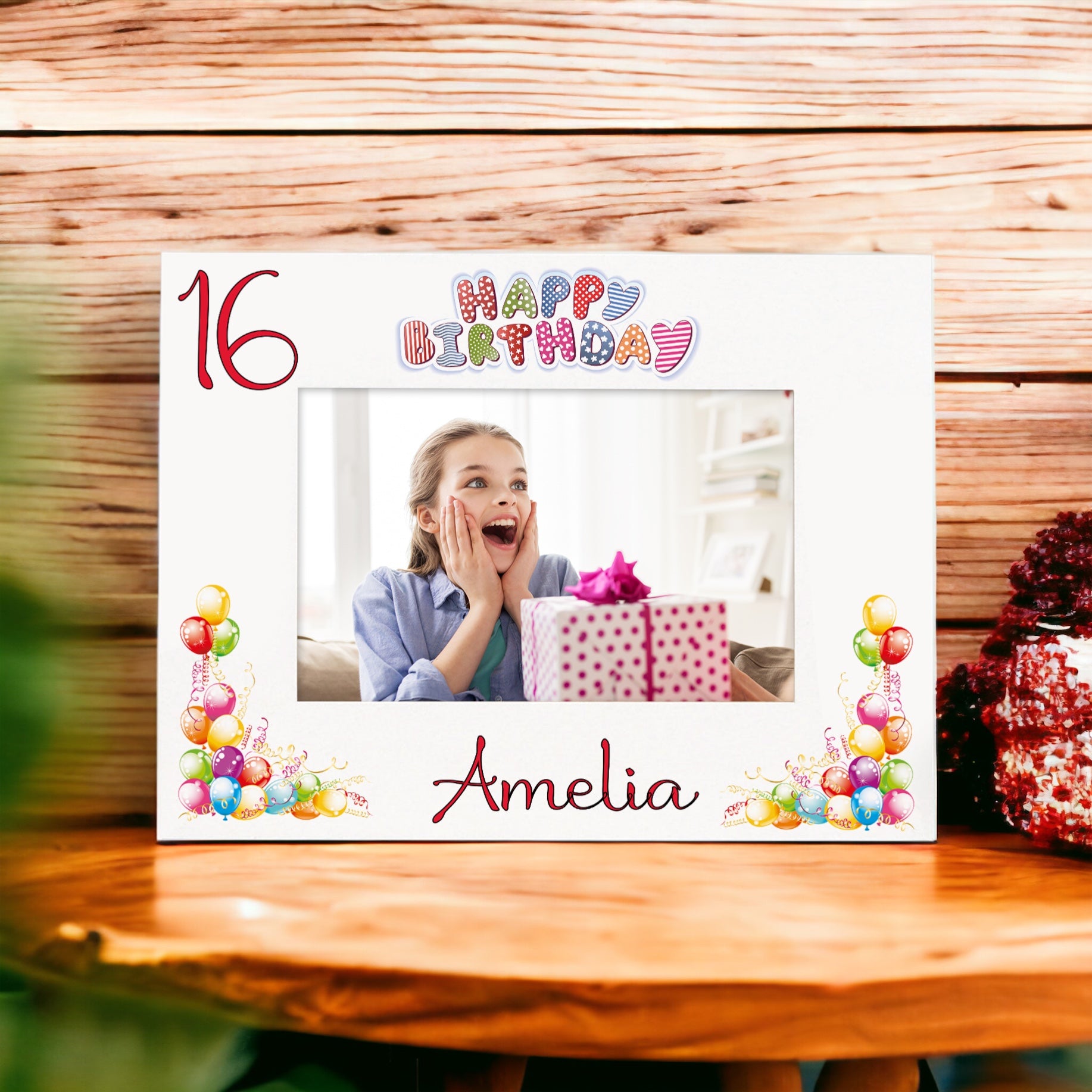 Personalised Colourful 16th Birthday Photo Frame Landscape With Name