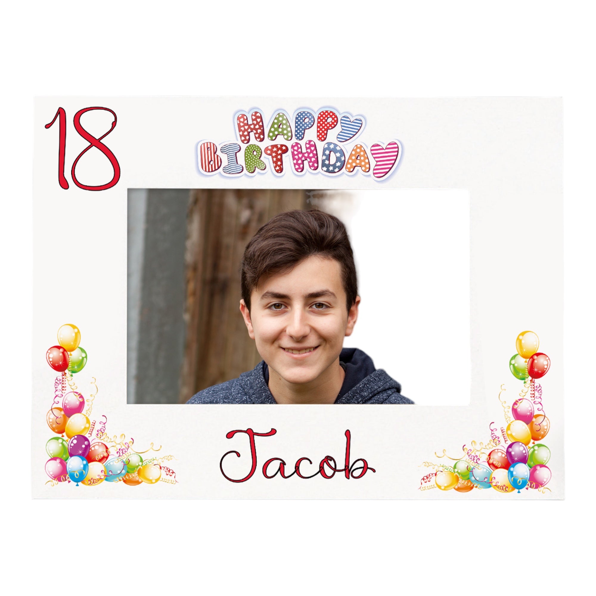 Personalised Colourful 18th Birthday Photo Frame Landscape With Name