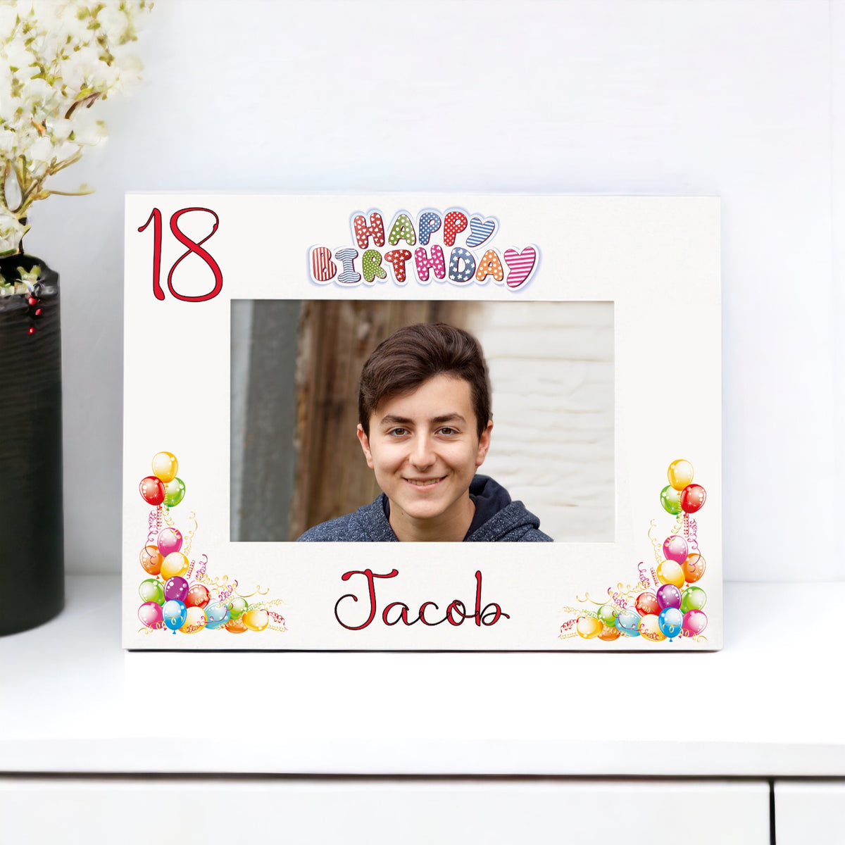 Personalised Colourful 18th Birthday Photo Frame Landscape With Name
