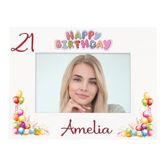 Personalised Colourful 21st Birthday Photo Frame Landscape With Name