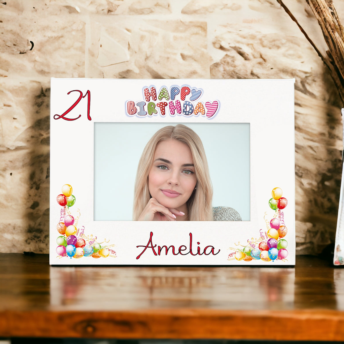 Personalised Colourful 21st Birthday Photo Frame Landscape With Name