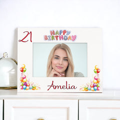 Personalised Colourful 21st Birthday Photo Frame Landscape With Name