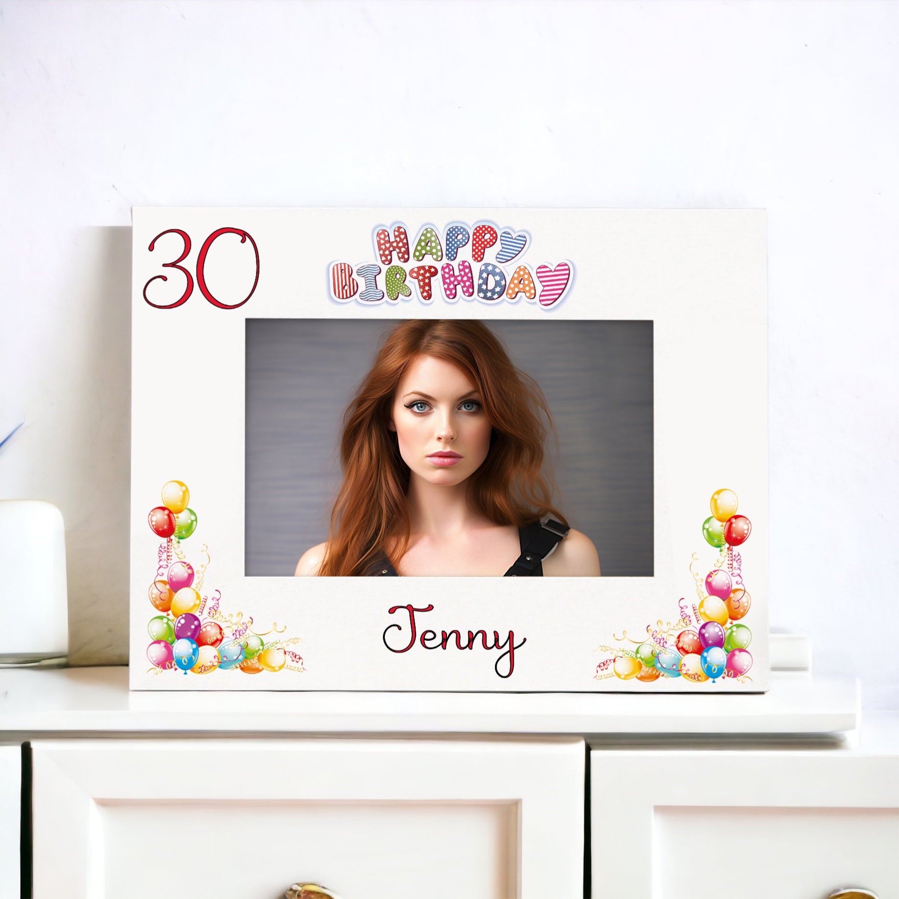Personalised Colourful 30th Birthday Photo Frame Landscape With Name