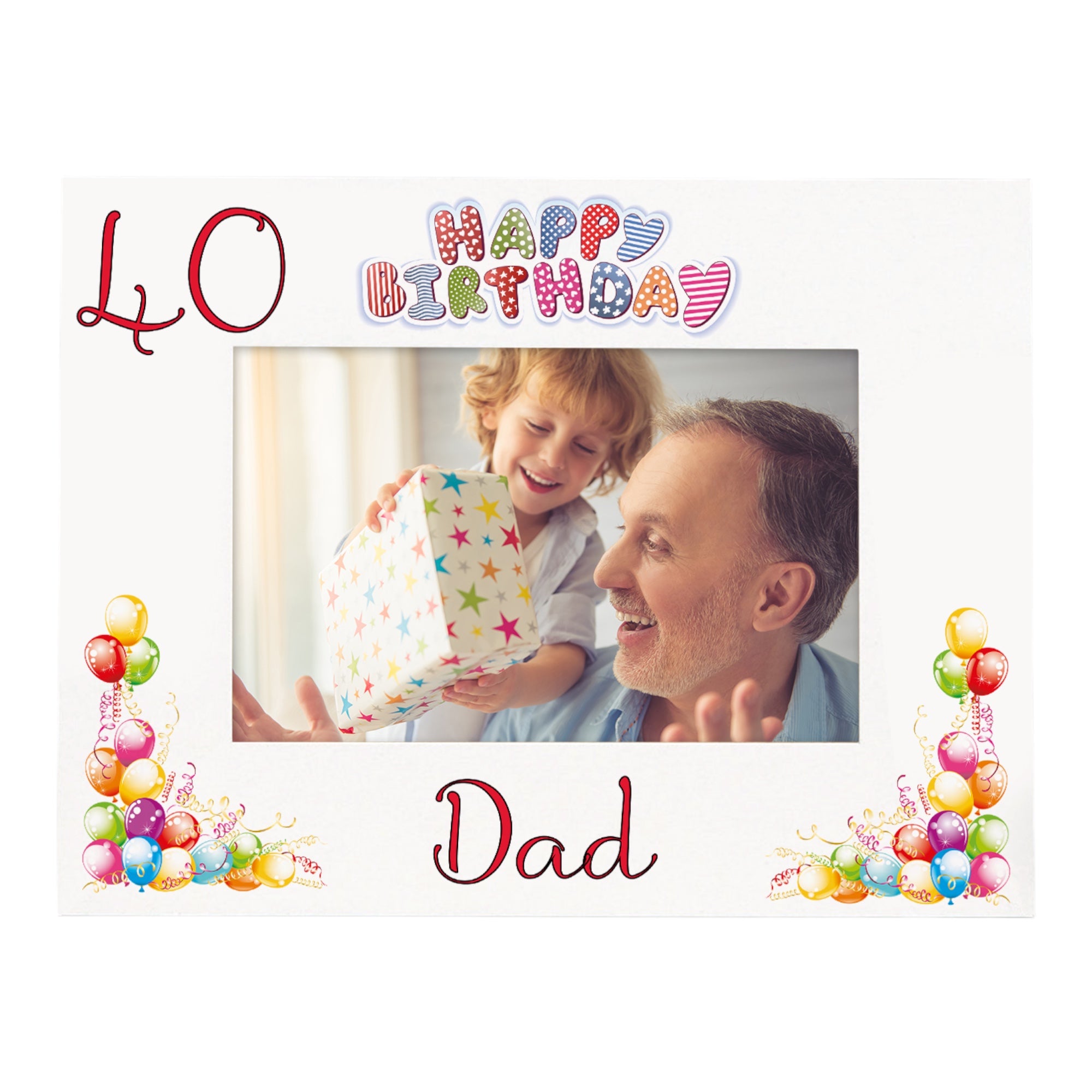 Personalised Colourful 40th Birthday Photo Frame Landscape With Name