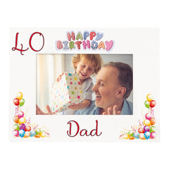 Personalised Colourful 40th Birthday Photo Frame Landscape With Name
