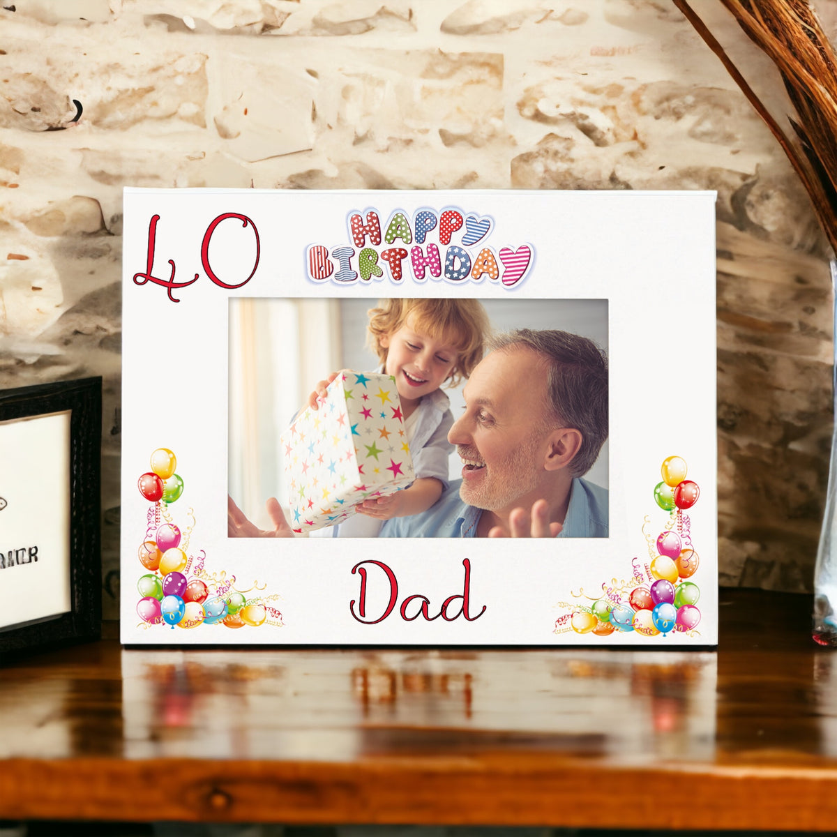 Personalised Colourful 40th Birthday Photo Frame Landscape With Name