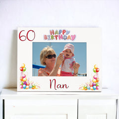 Personalised Colourful 60th Birthday Photo Frame Landscape With Name
