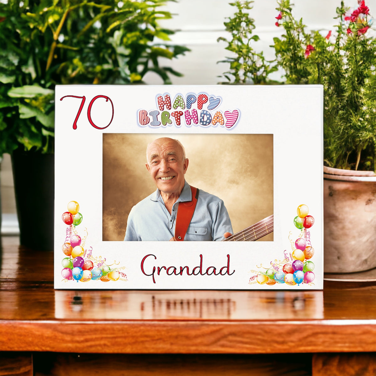 Copy of Personalised Colourful 70th Birthday Photo Frame Landscape With Name
