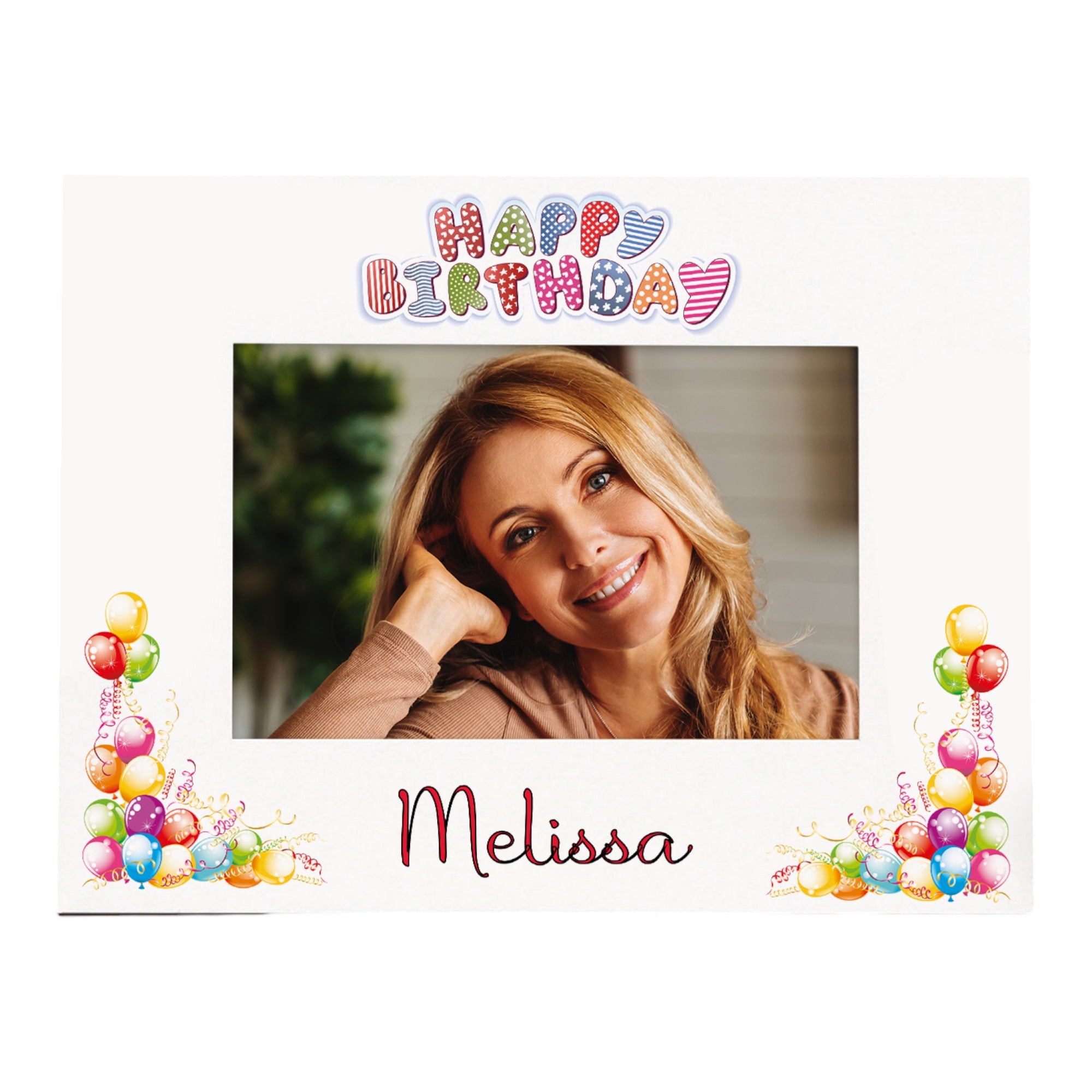Personalised Colourful Birthday Photo Frame Landscape With Any Name