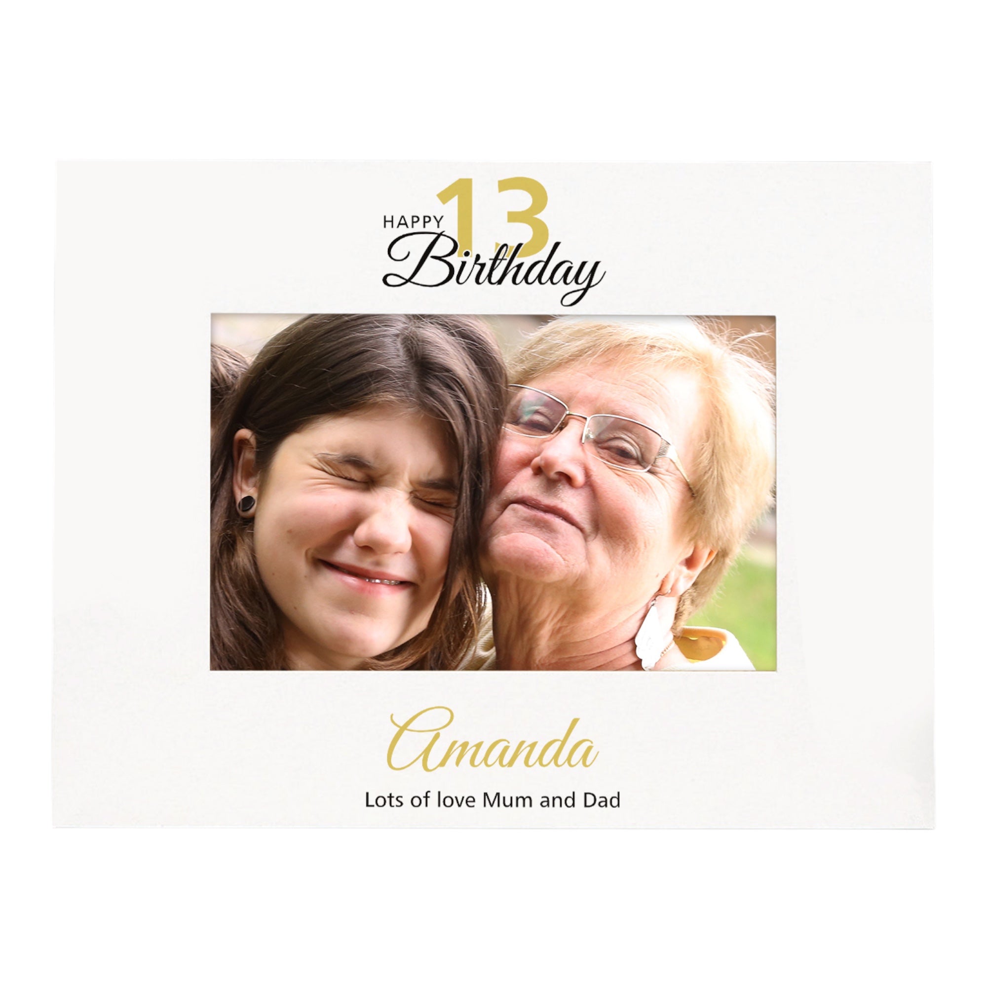 Personalised 13th Birthday Photo Frame Landscape With Name and Sentiment