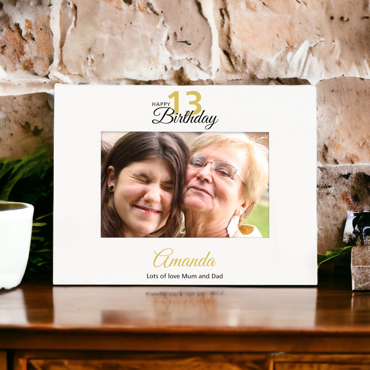 Personalised 13th Birthday Photo Frame Landscape With Name and Sentiment