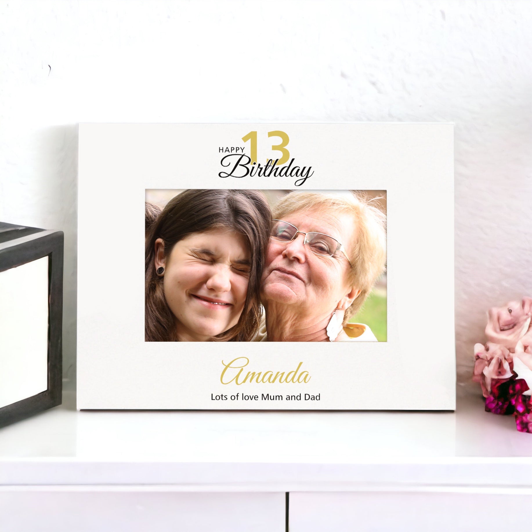 Personalised 13th Birthday Photo Frame Landscape With Name and Sentiment
