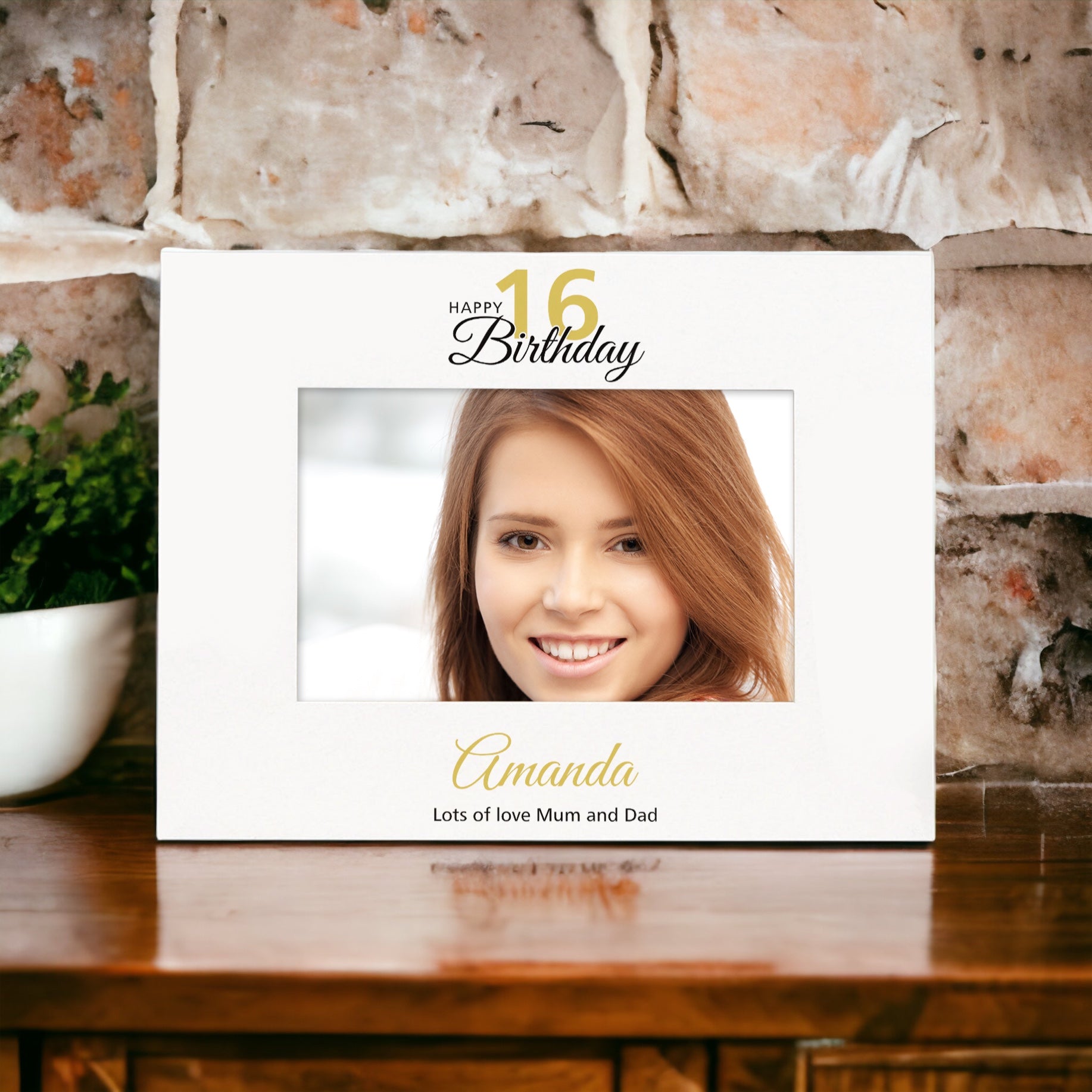 Personalised 16th Birthday Photo Frame Landscape With Name and Sentiment