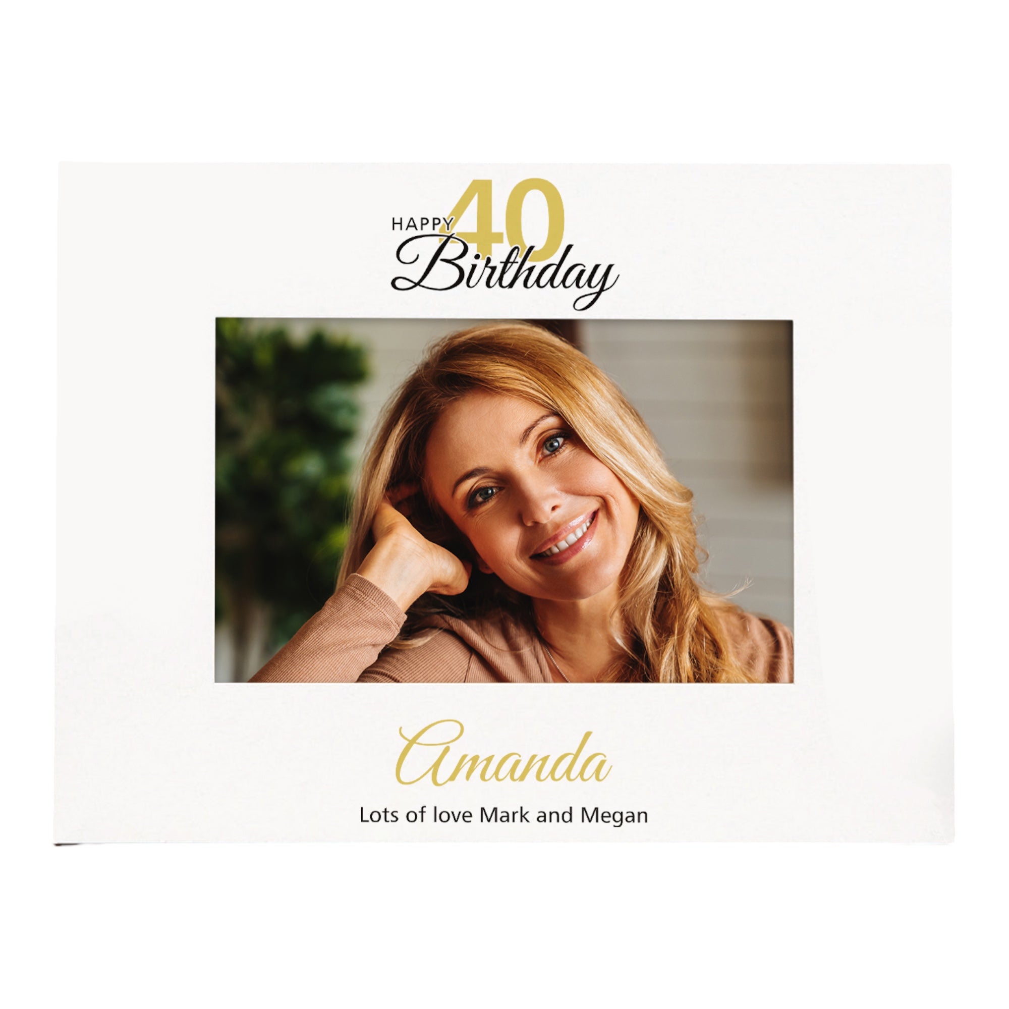 Personalised 40th Birthday Photo Frame Landscape With Name and Sentiment