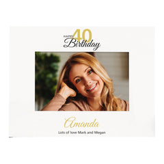 Personalised 40th Birthday Photo Frame Landscape With Name and Sentiment