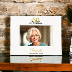 Personalised 60th Birthday Photo Frame Landscape With Name and Sentiment