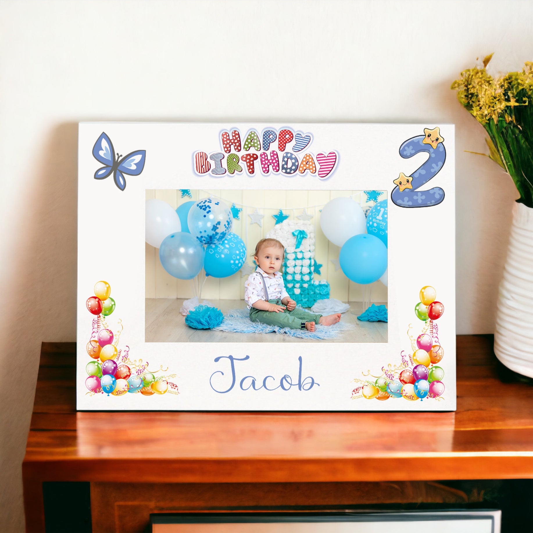 Personalised My Second Birthday Photo Frame Landscape Boy's 2nd Keepsake