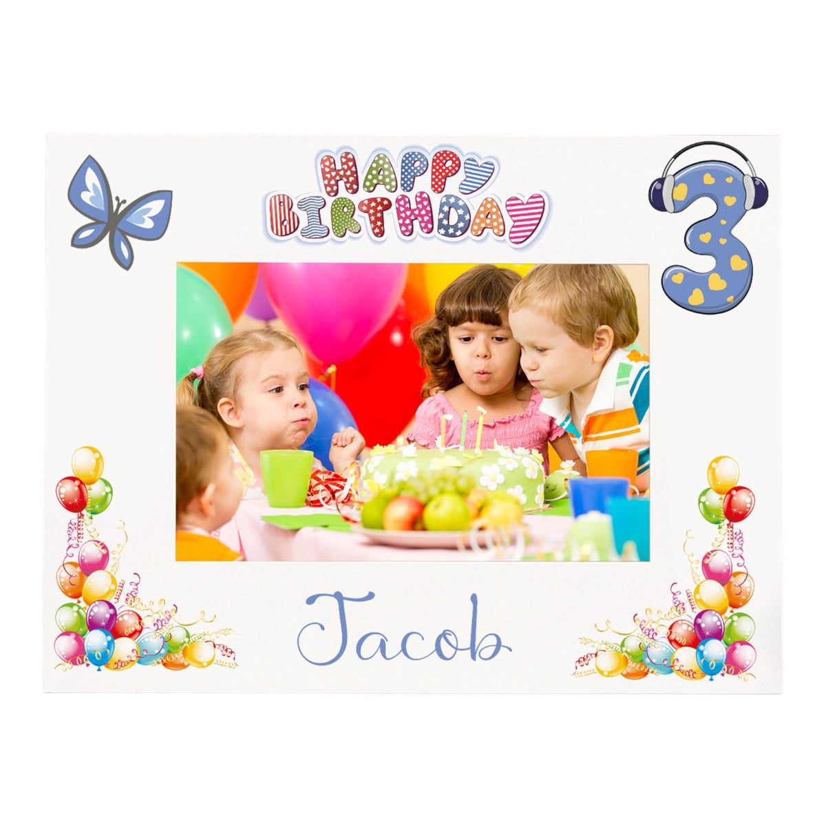 Copy of Personalised Third Birthday Photo Frame Landscape Boy's 3rd Keepsake