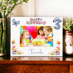 Copy of Personalised Third Birthday Photo Frame Landscape Boy's 3rd Keepsake